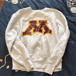 Signature Light Gray Crewneck with Maroon and Gold 'M' Logo